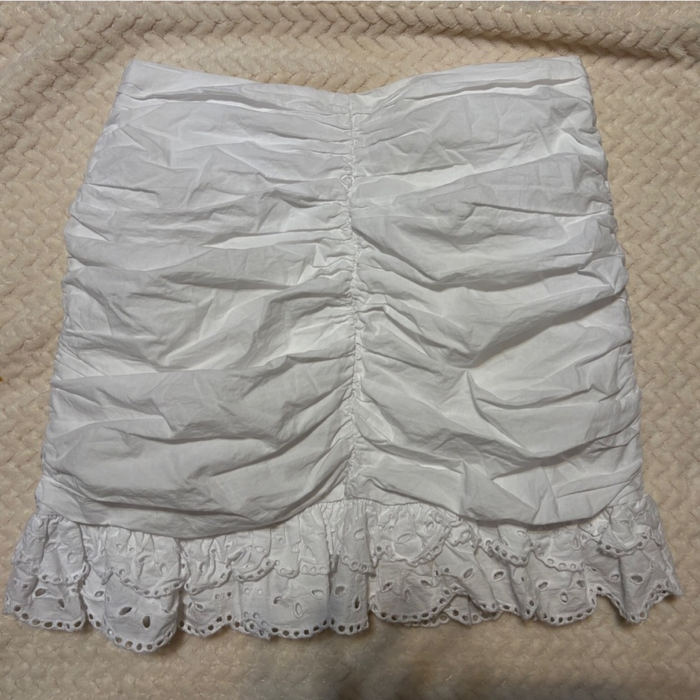 Zara White Ruched Mini Skirt